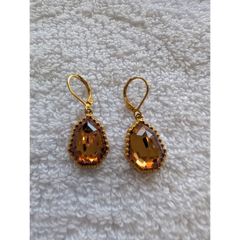 Joan‎ Rivers GoldTone Metal Faceted Brown Rhinestone Womens Pierced Earrings